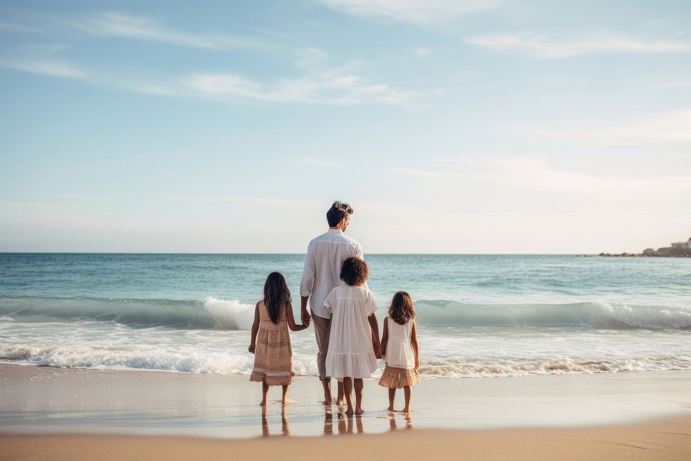 Hispanic family outdoors vacation horizon. AI generated Image by rawpixel.