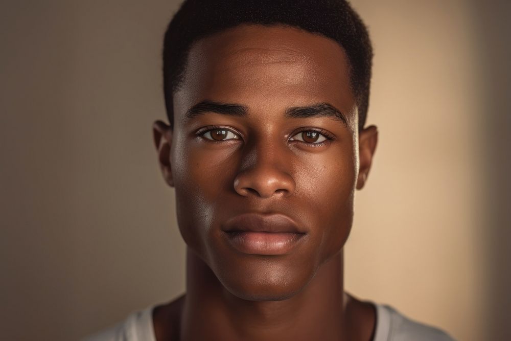 A young african american man Healthy skin portrait photo face. AI generated Image by rawpixel.