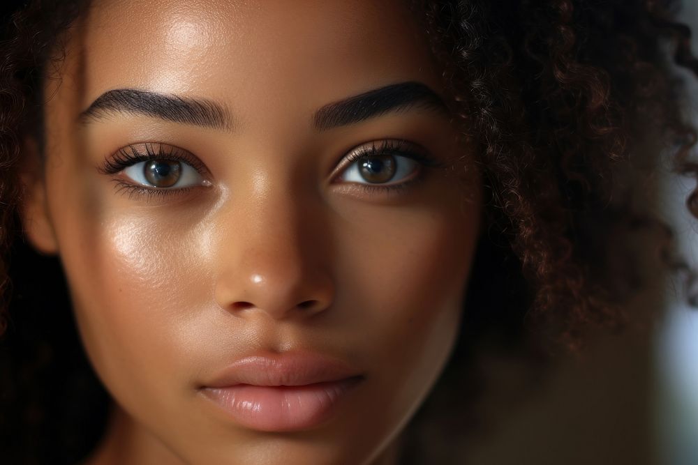 A young african american woman Healthy skin adult face contemplation. AI generated Image by rawpixel.