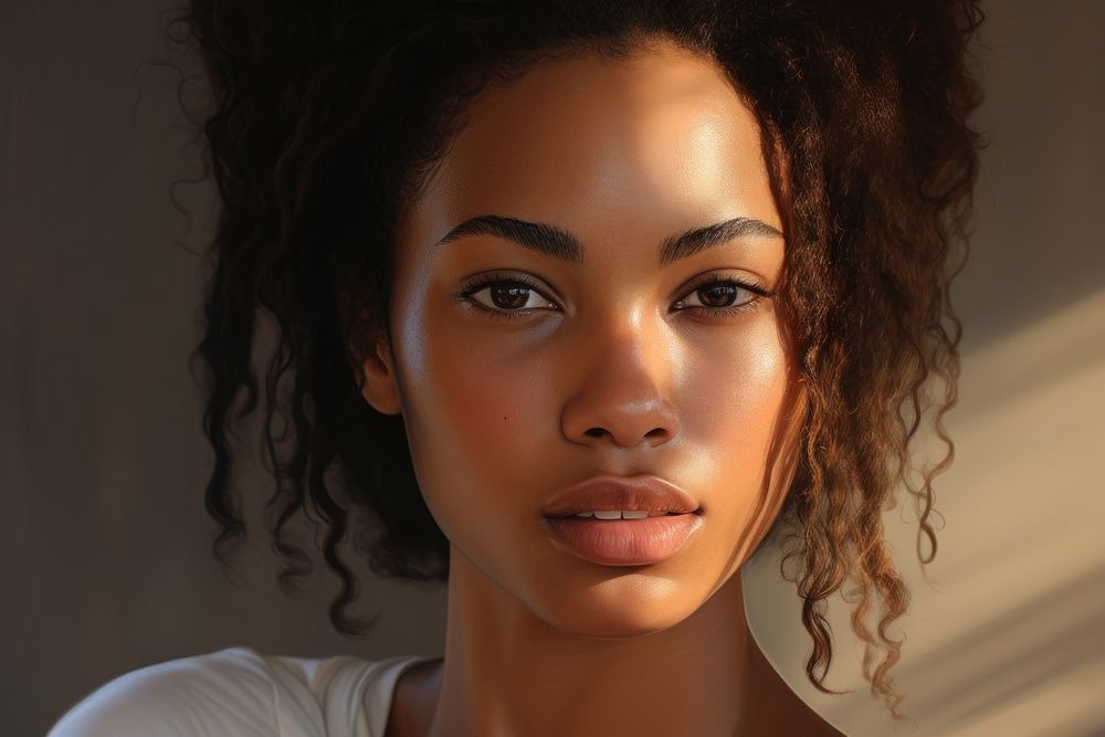 A young african american woman Healthy skin portrait adult photo. AI generated Image by rawpixel.