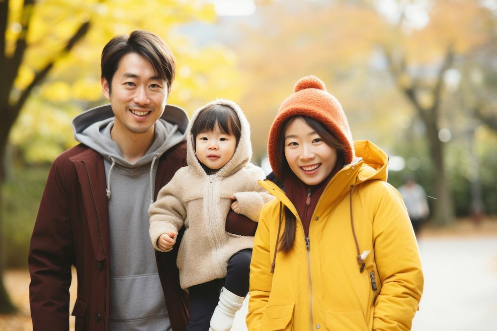 East Asian family outdoors photo day. AI generated Image by rawpixel.