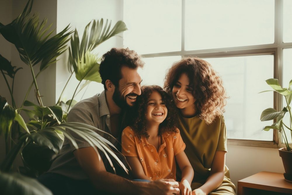 Latina Brazilian family laughing sitting adult. AI generated Image by rawpixel.
