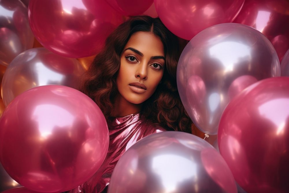Mixed south asian glitter and balloons portrait looking adult. AI generated Image by rawpixel.