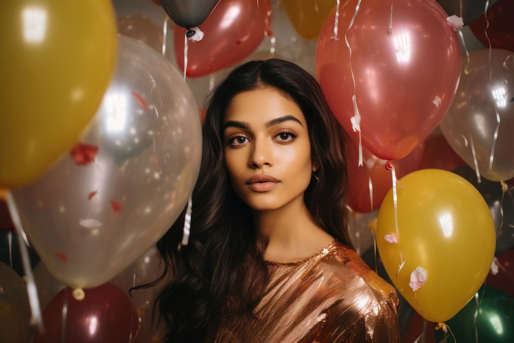 Mixed south asian glitter and balloons birthday looking party. AI generated Image by rawpixel.