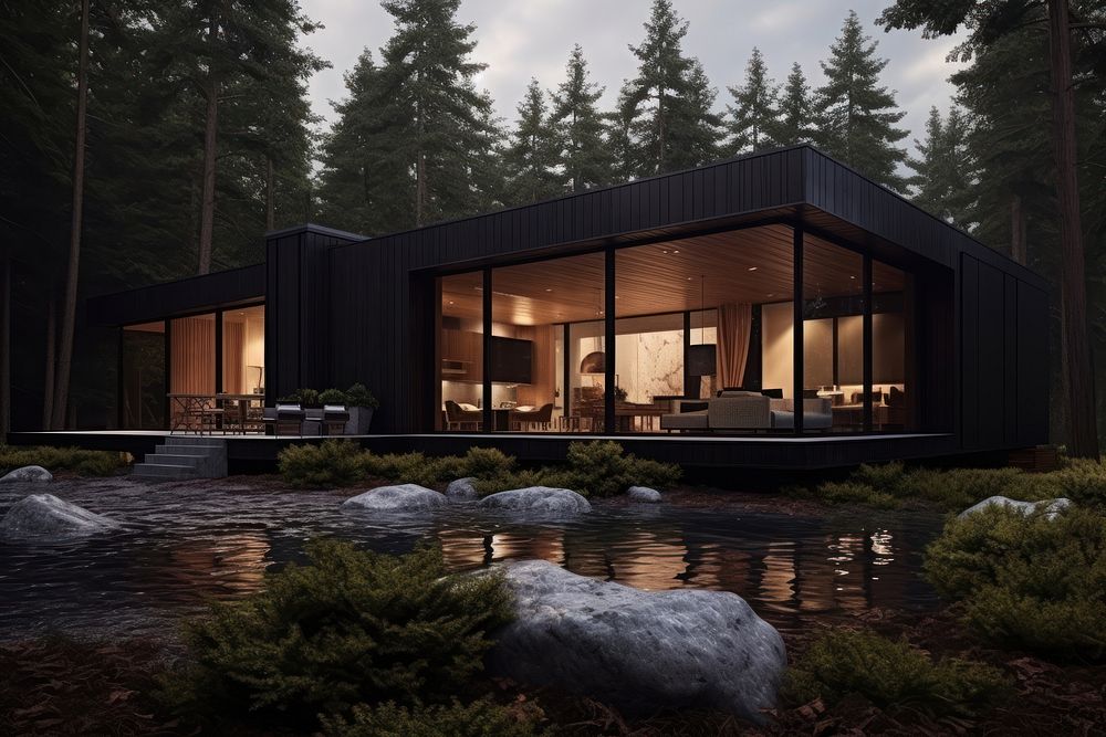 Modern home nature architecture building. AI generated Image by rawpixel.