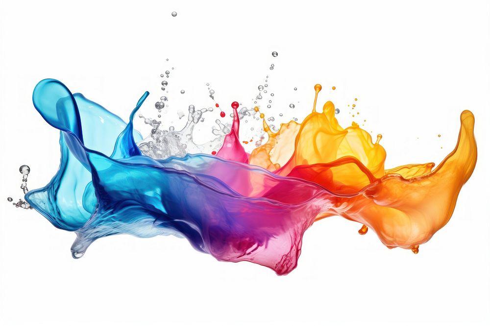 Rainbow water splash backgrounds pattern white background. AI generated Image by rawpixel.