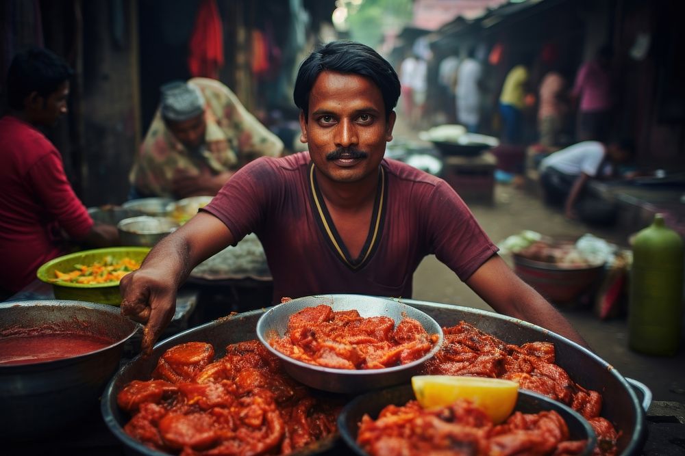 Laal Maas food adult man. AI generated Image by rawpixel.