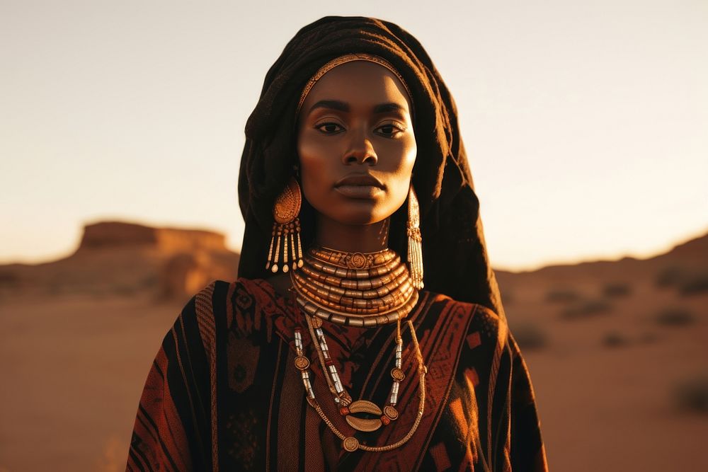 American African woman necklace jewelry tribe. AI generated Image by rawpixel.