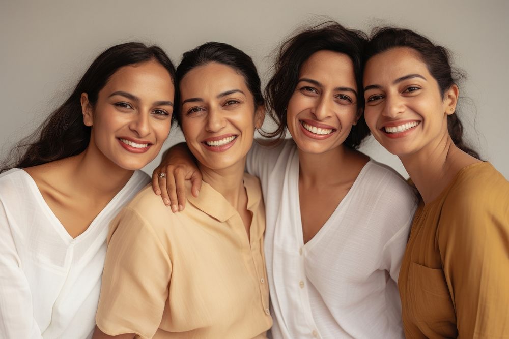 Portrait of cheerful mixed age range south asian women laughing portrait smile. AI generated Image by rawpixel.