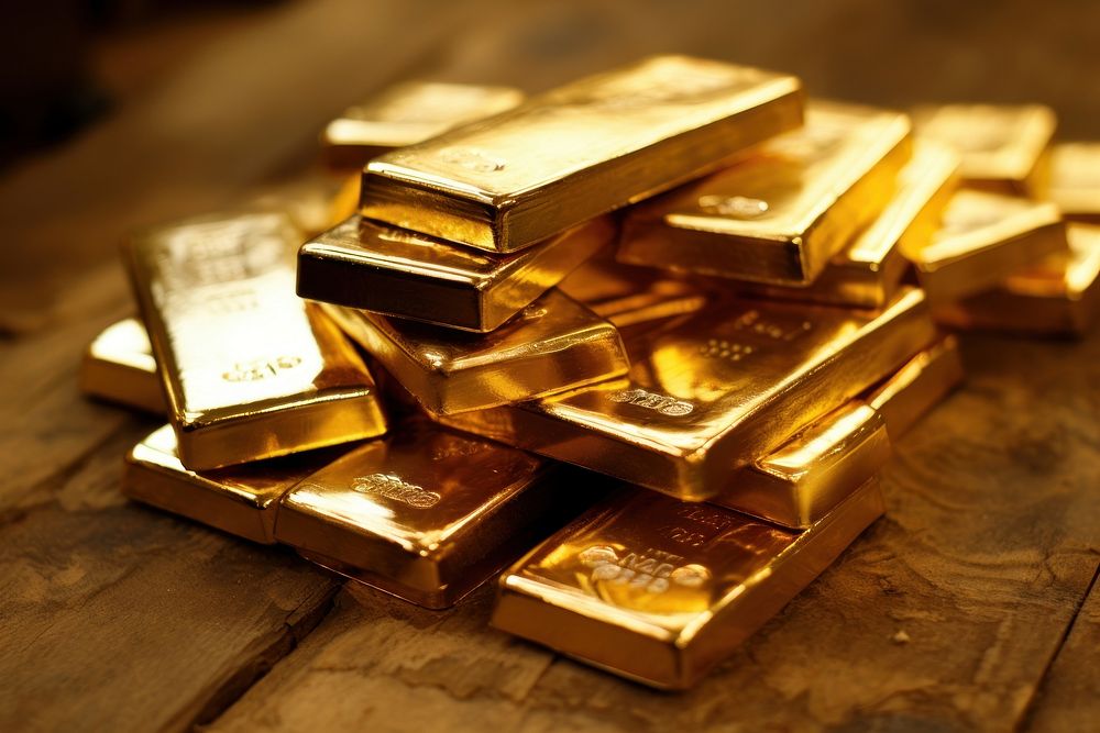 Gold bars abundance currency treasure. AI generated Image by rawpixel.