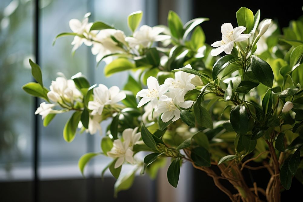 Jasmine plant blossom flower. AI generated Image by rawpixel.