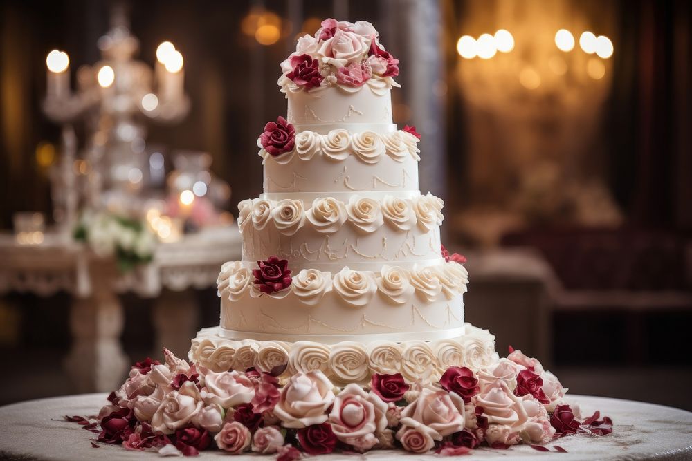 Wedding cake celebration dessert flower. AI generated Image by rawpixel.