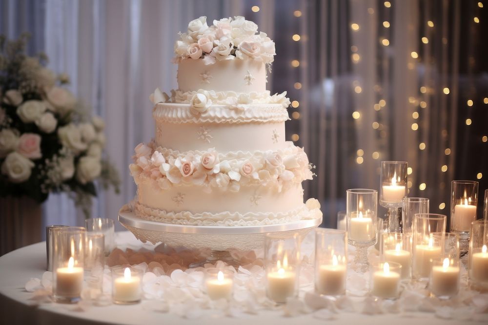 Wedding cake celebration dessert candle. AI generated Image by rawpixel.