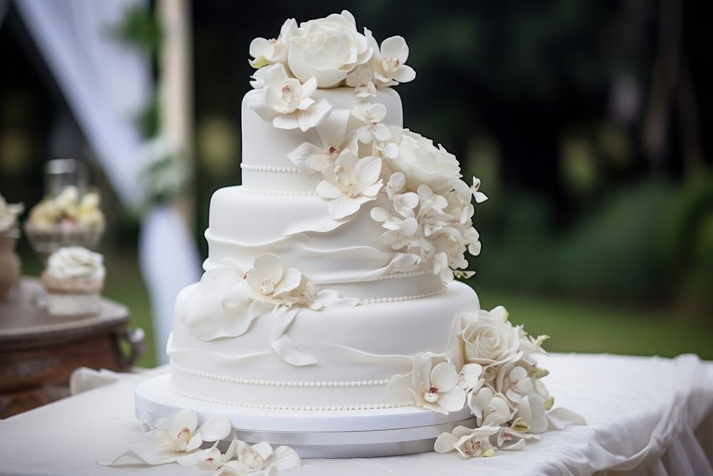 Wedding cake celebration dessert cream. AI generated Image by rawpixel.