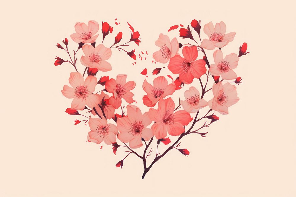 Heart with a beautyful flower plant pink red. AI generated Image by rawpixel.