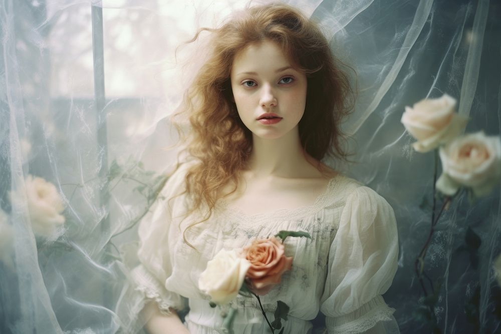 Rose photography portrait fashion. AI generated Image by rawpixel.