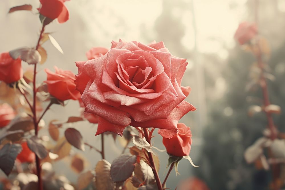 Rose blossom flower plant. AI generated Image by rawpixel.