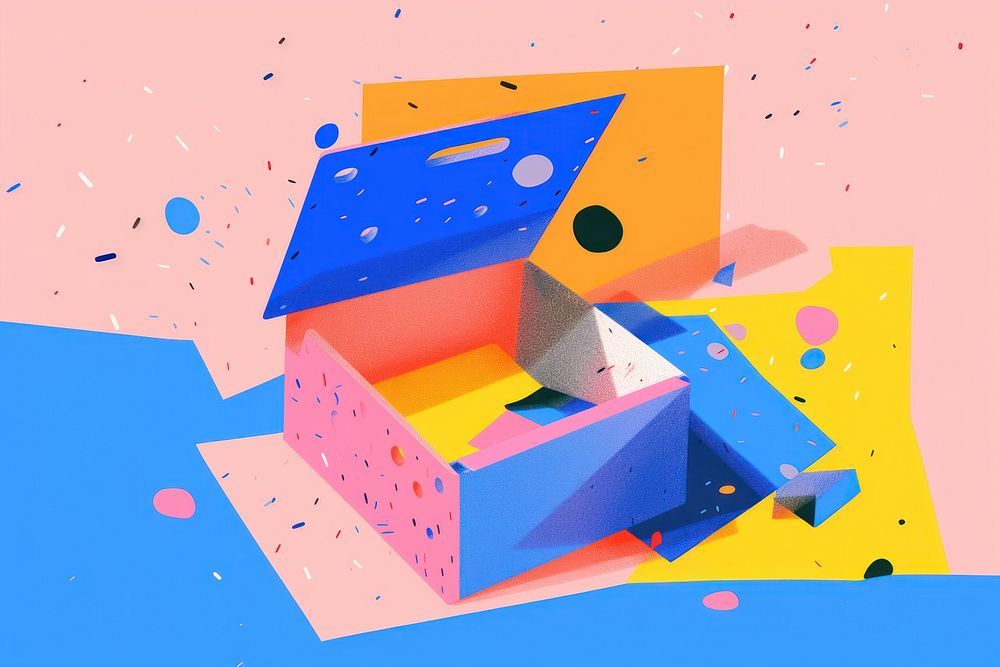 Open box with toys in it art paper creativity. AI generated Image by rawpixel.