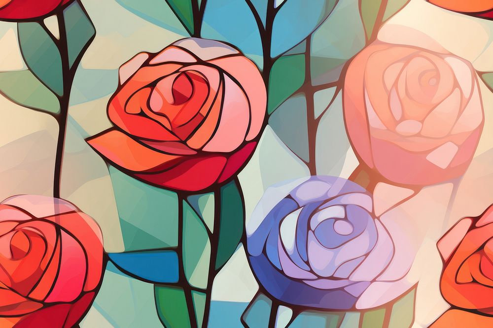 Stained glass rose backgrounds pattern. AI generated Image by rawpixel.