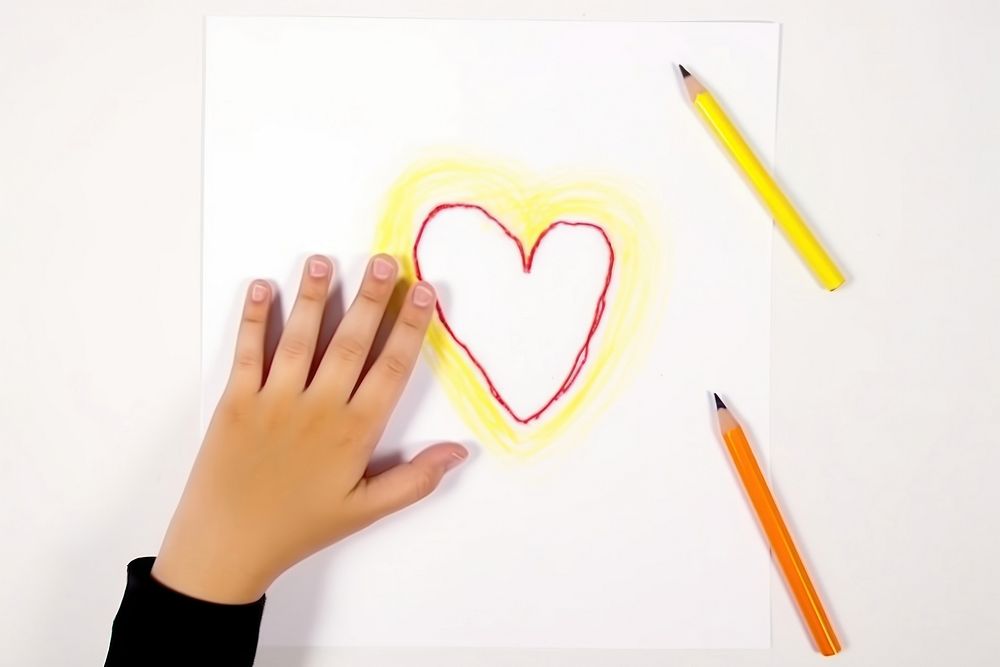 Heart on hands drawing paper calligraphy. AI generated Image by rawpixel.