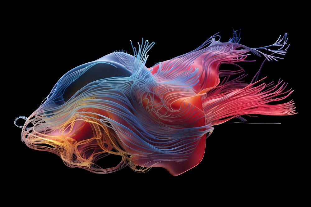 Brain tractography jellyfish animal invertebrate. AI generated Image by rawpixel.