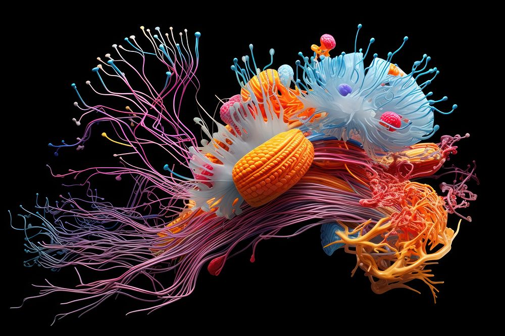 Brain tractography jellyfish food sea. AI generated Image by rawpixel.