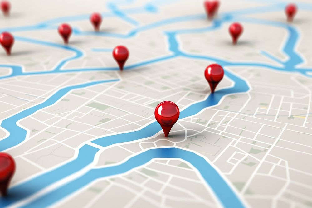 A location pin on a map backgrounds architecture technology. AI generated Image by rawpixel.