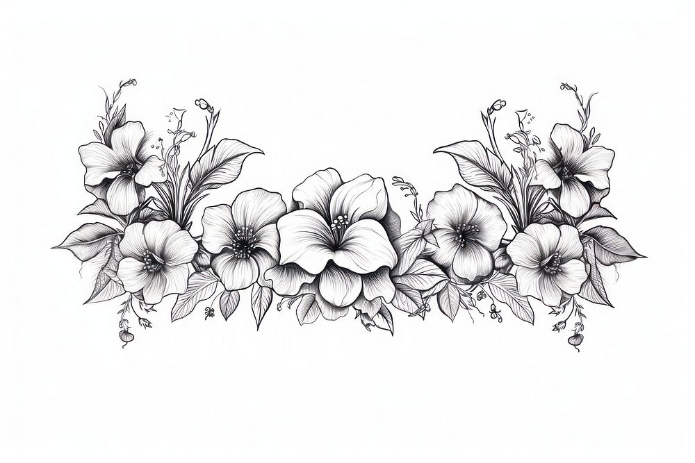 Drawing of Seamless flower pattern sketch. AI generated Image by rawpixel.