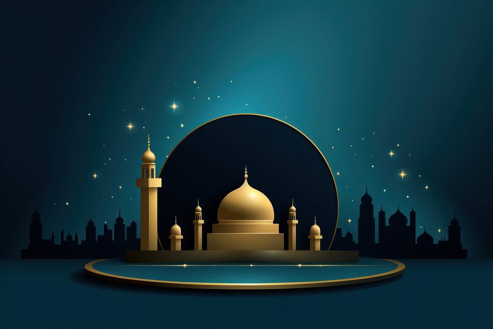 Islamic ramadan mosque and stars architecture building night. AI generated Image by rawpixel.