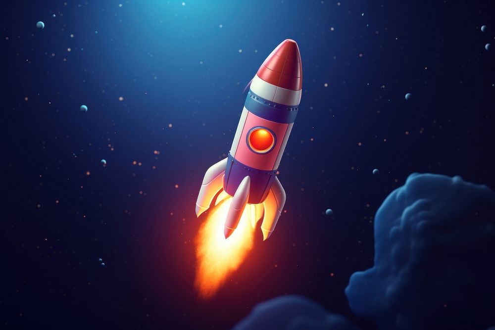 A rocket missile space illuminated. AI generated Image by rawpixel.