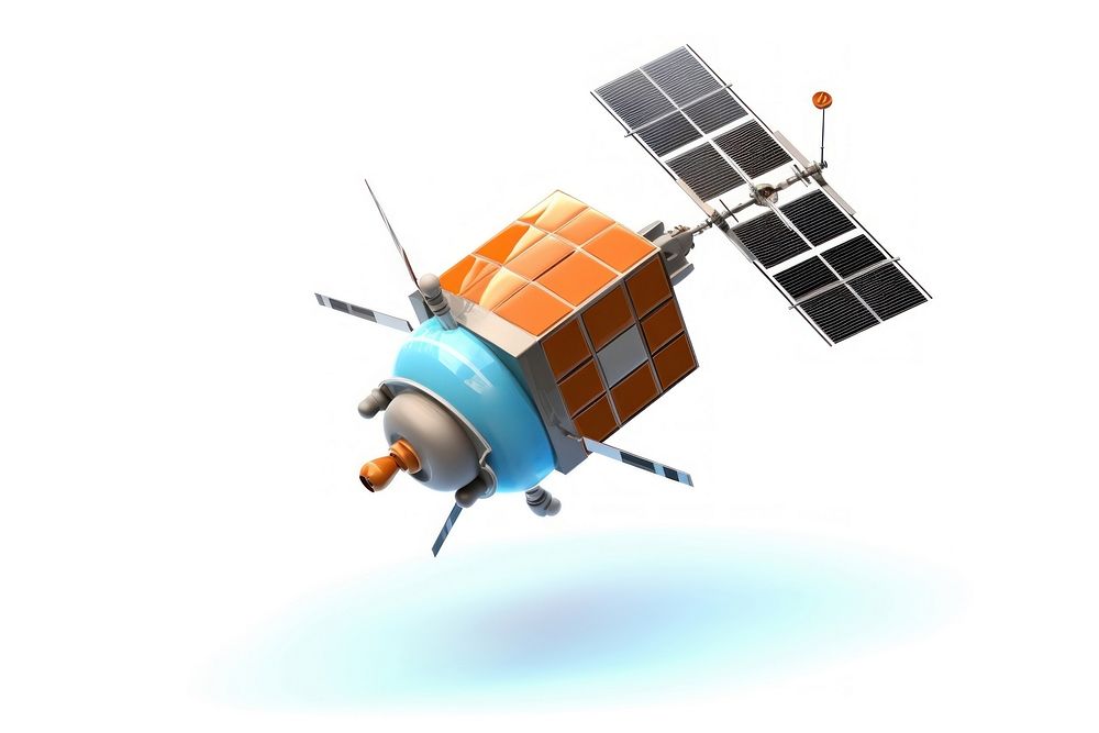 Satellite vehicle space white background. AI generated Image by rawpixel.