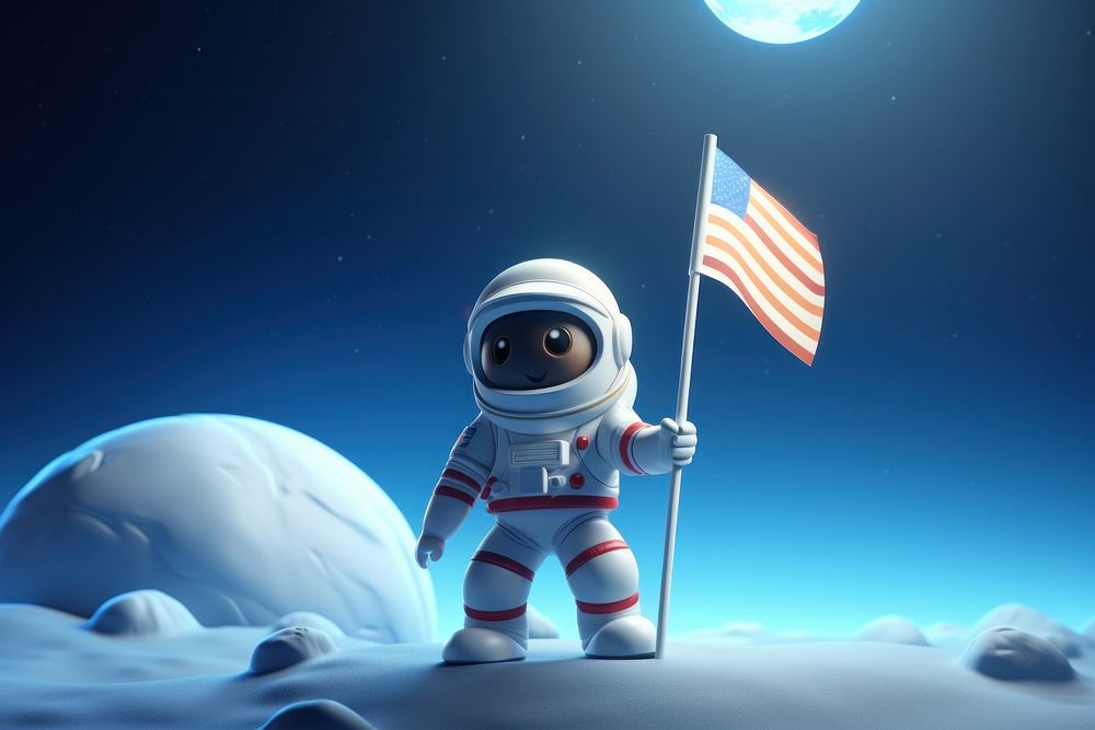 Astronaut night flag astronomy. AI generated Image by rawpixel.