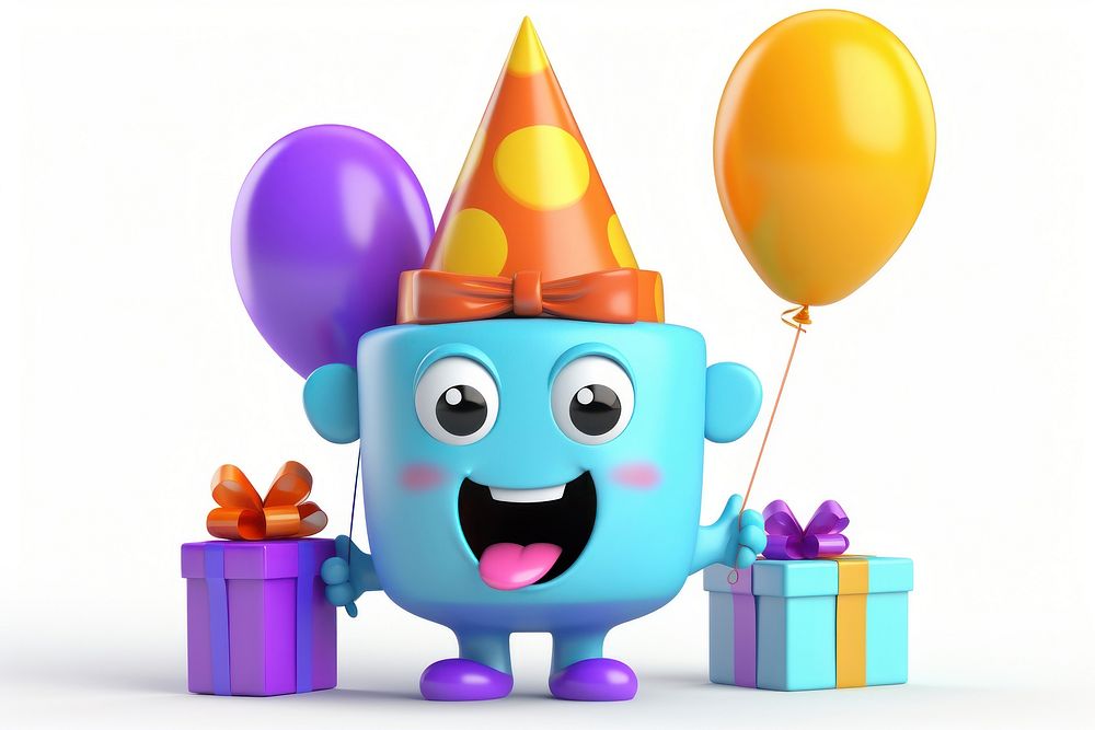 Birthday balloon cartoon mascot. AI generated Image by rawpixel.