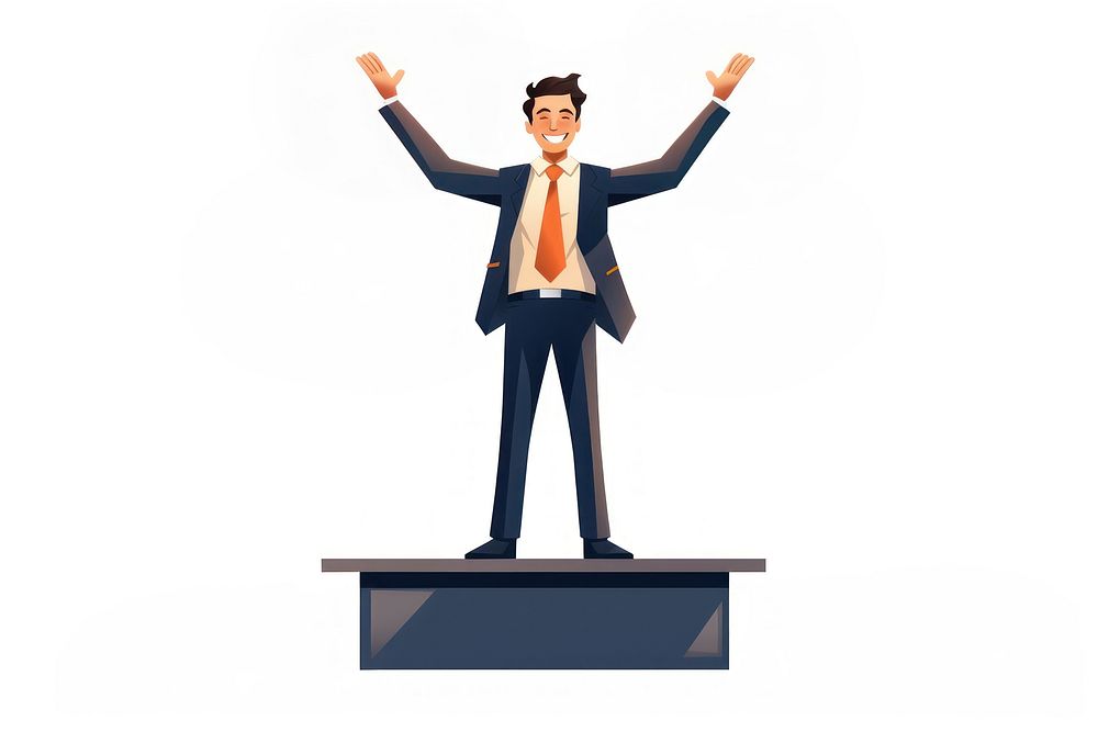 Winning guesture standing figurine white background. AI generated Image by rawpixel.