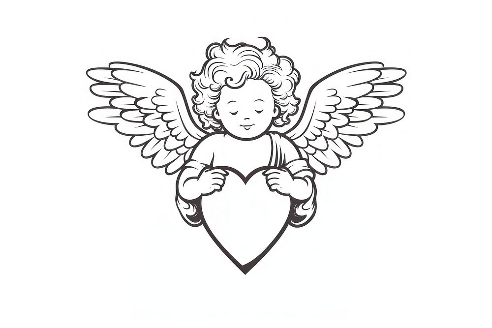 A cherub drawing angel heart. AI generated Image by rawpixel.