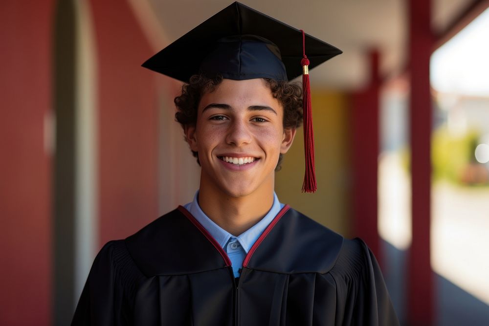 Latin boy on his high school graduation day portrait student intelligence. 