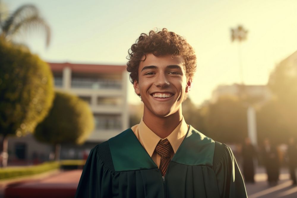 Latin boy on his high school graduation day portrait adult smile. AI generated Image by rawpixel.