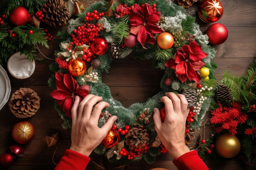 A wreath christmas adult hand. AI generated Image by rawpixel.