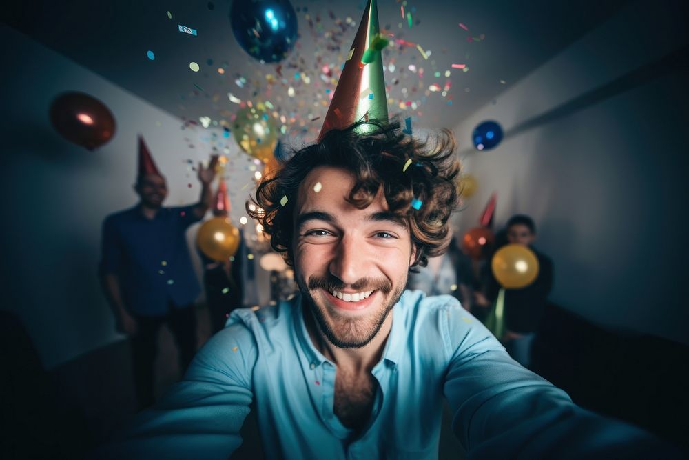 Birthday portrait balloon party. AI generated Image by rawpixel.