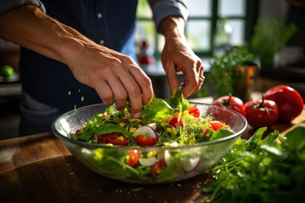 Salad cooking person adult. AI generated Image by rawpixel.