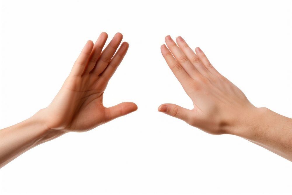 2 hands high five finger white background gesturing. AI generated Image by rawpixel.