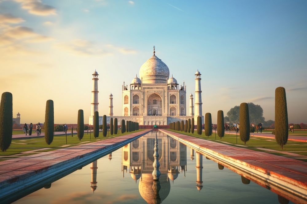 Taj mahal architecture landscape outdoors. AI generated Image by rawpixel.