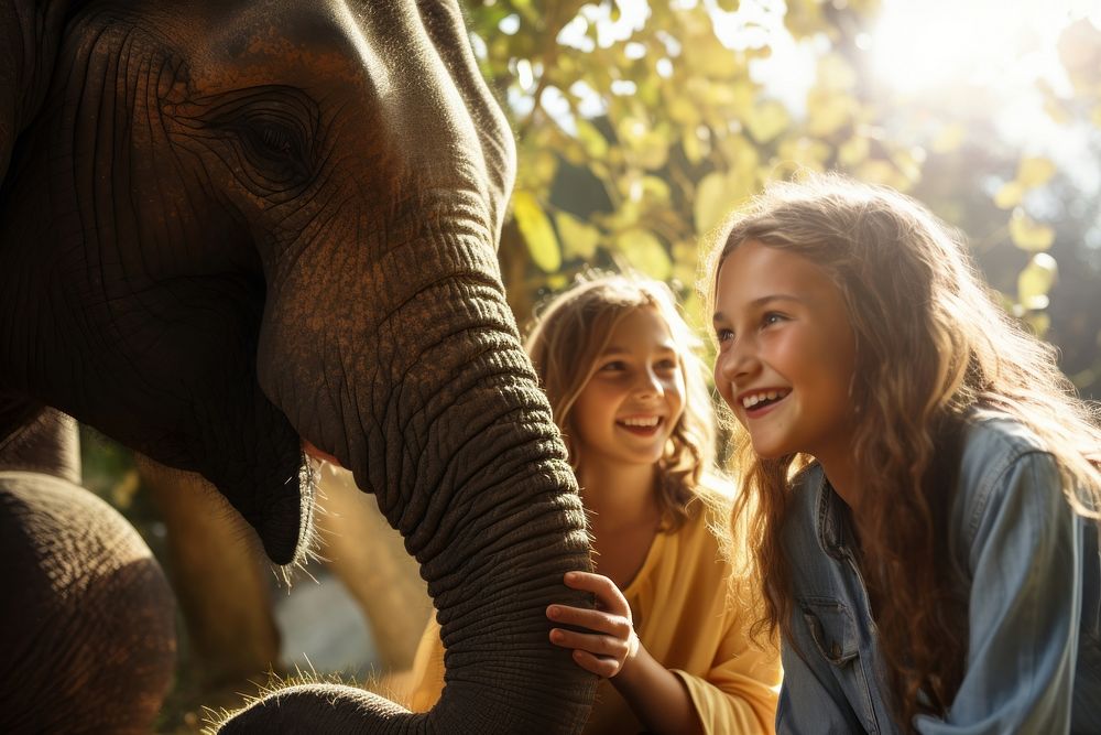 Zoo elephant wildlife laughing. AI generated Image by rawpixel.