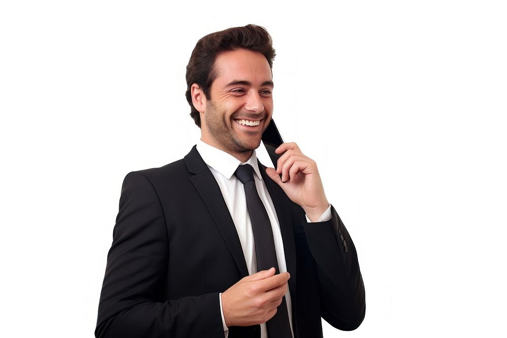 A business man smile answering adult. AI generated Image by rawpixel.