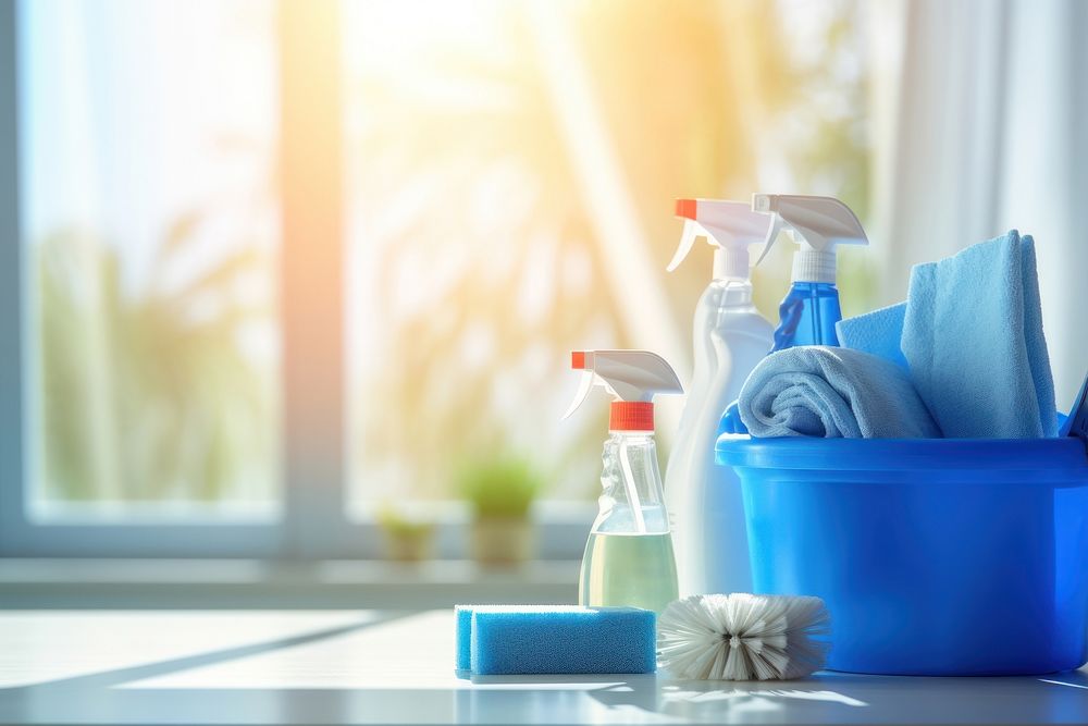 Cleaning hygiene room blue. AI generated Image by rawpixel.
