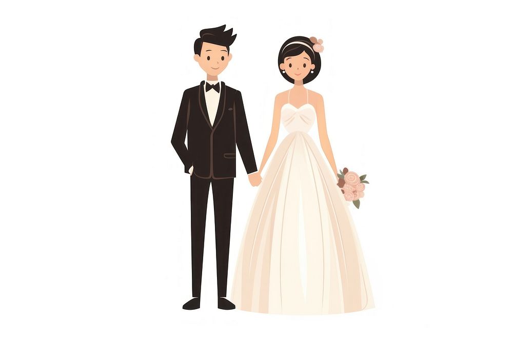Groom and bride fashion wedding drawing. AI generated Image by rawpixel.
