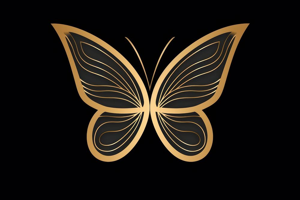 Butterfly dark gold animal logo fragility. AI generated Image by rawpixel.