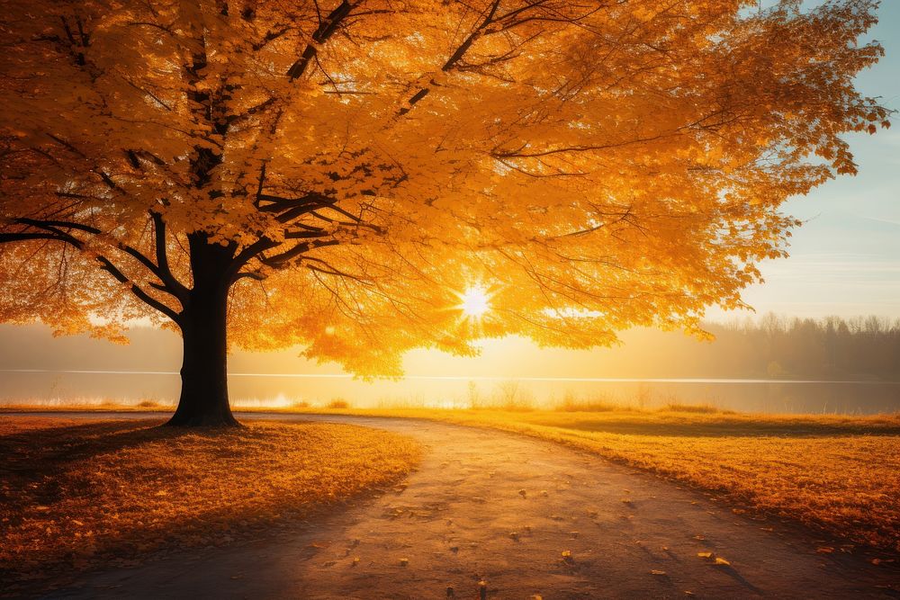 Autumn landscape tree outdoors nature. AI generated Image by rawpixel.