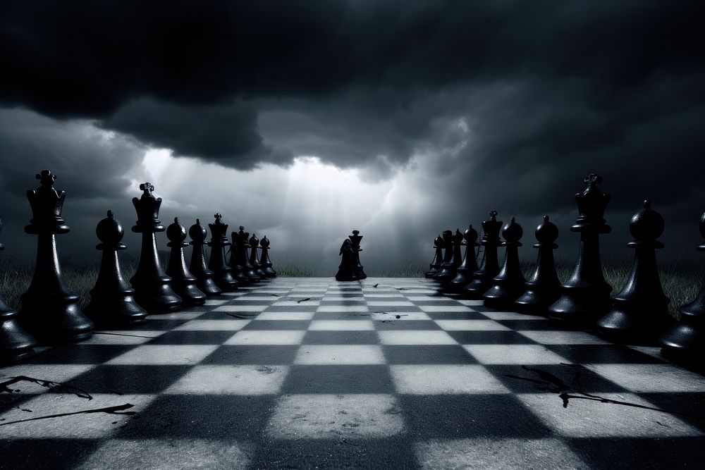 Chess game thunderstorm architecture. AI generated Image by rawpixel.