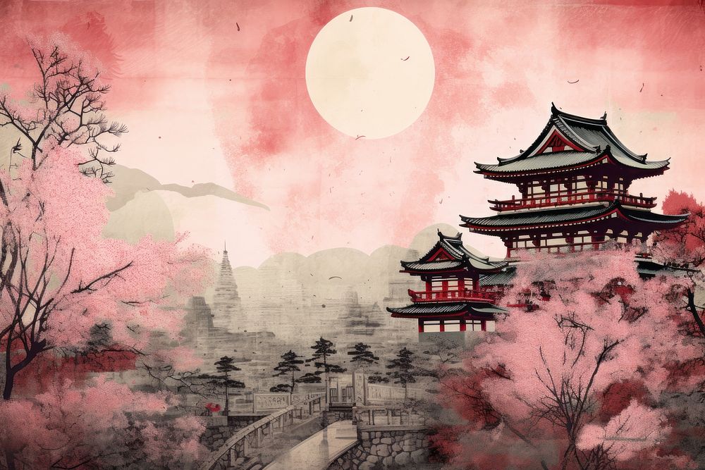 Japaneses gate and japanese town architecture building temple. AI generated Image by rawpixel.